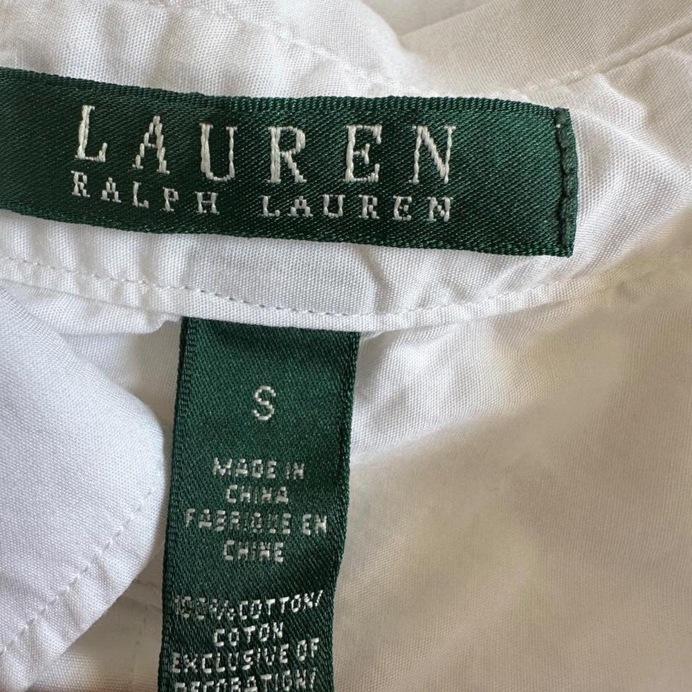 Vintage Lauren Ralph Lauren White Crest Button Down Shirt Preppy Academia Size S - Picture 5 of 7